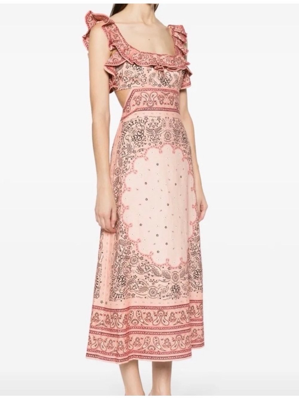 Zimmermann Dusty Rose Paisley Ruffled Midi Dress - Picture 5 of 5